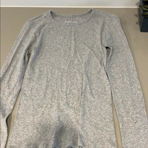 Everlane Pima Micro-Rib Long-Sleeve Tee Gray